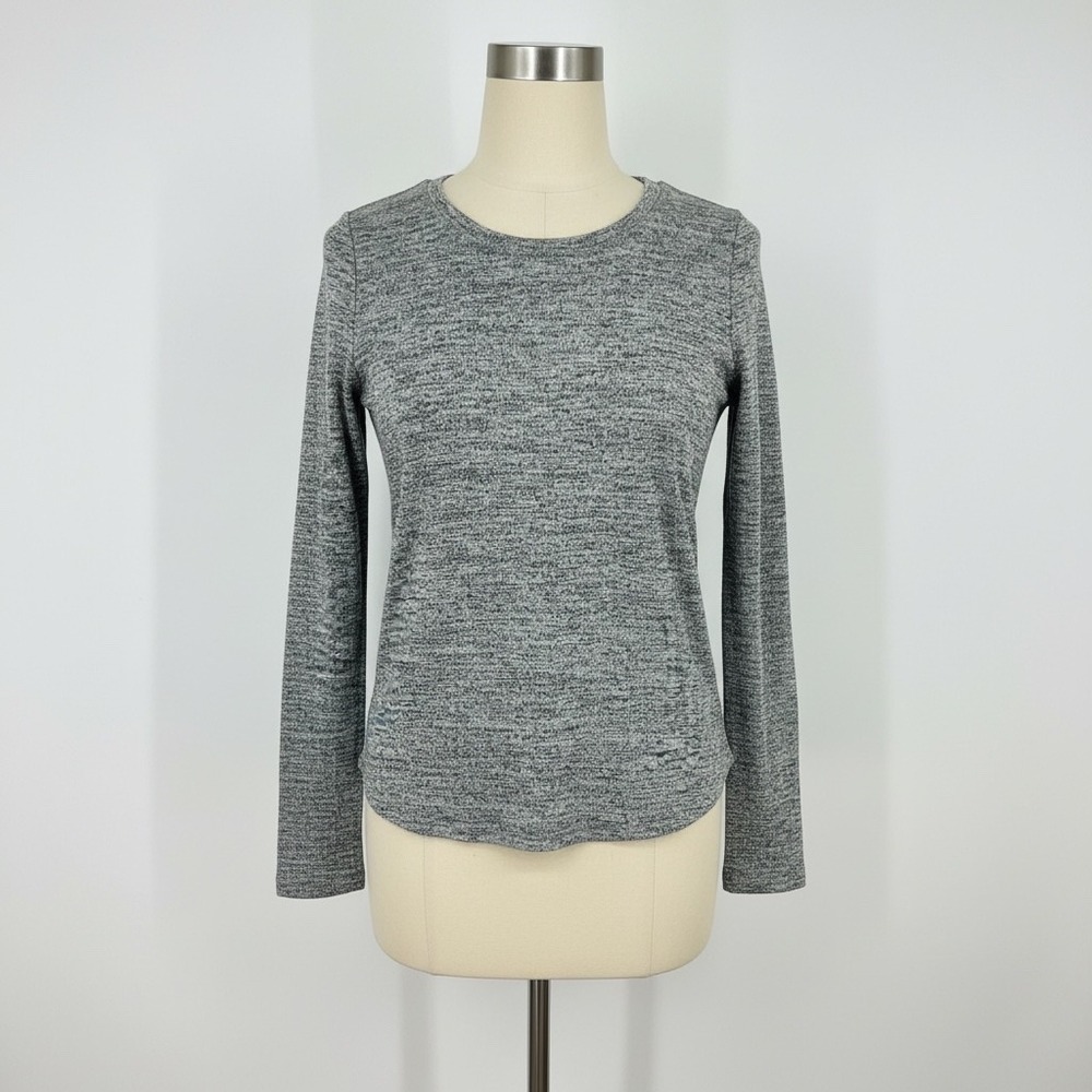 90 Degree by Reflex Space Dye Long Sleeve Open Back Top‎ Gray Medium
